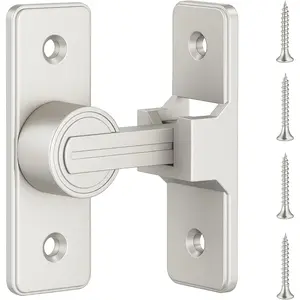 Barn Door Lock Latch - 90- Lock, Heavy Duty Zinc Alloy  Door Lock for Bathroom, Garage, Bedroom, Cabinet - Nickel