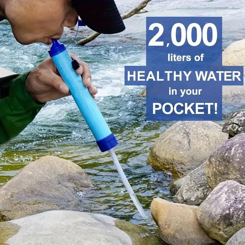 Outdoor Water Filter, Emergency Direct Drinking Water Purifier, Wild Drinking Water Filter, Water Absorber for Camping, Hiking, Mountaineering, Backpacking