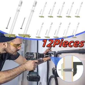 12 Pieces Drywall Anchor with Included Bolts for 1/4”-20 Heavy Duty Hollow Drywall Anchors for TV Mounting Kit, Strong Hollow Wall Anchors Holds up to 270lbs Each in 1/2” Drywall