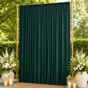 10ft x 14ft Spandex Backdrop Curtain Hunter Emerald Green, 4-Way Stretch Wrinkle-Free Photo Booth Backdrop with Rod Pockets for Wedding & Events