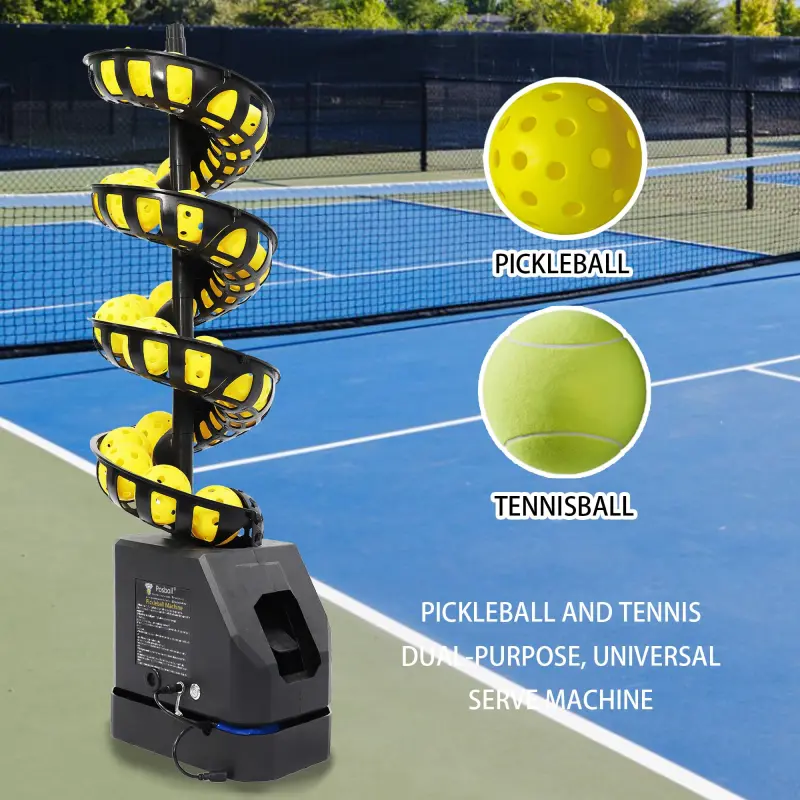 Posboll Dual-Mode Pickleball & Tennis Ball Machine, Portable Automatic Trainer for Solo Outdoor Practice with Remote Control & 5200mAh Rechargeable Battery