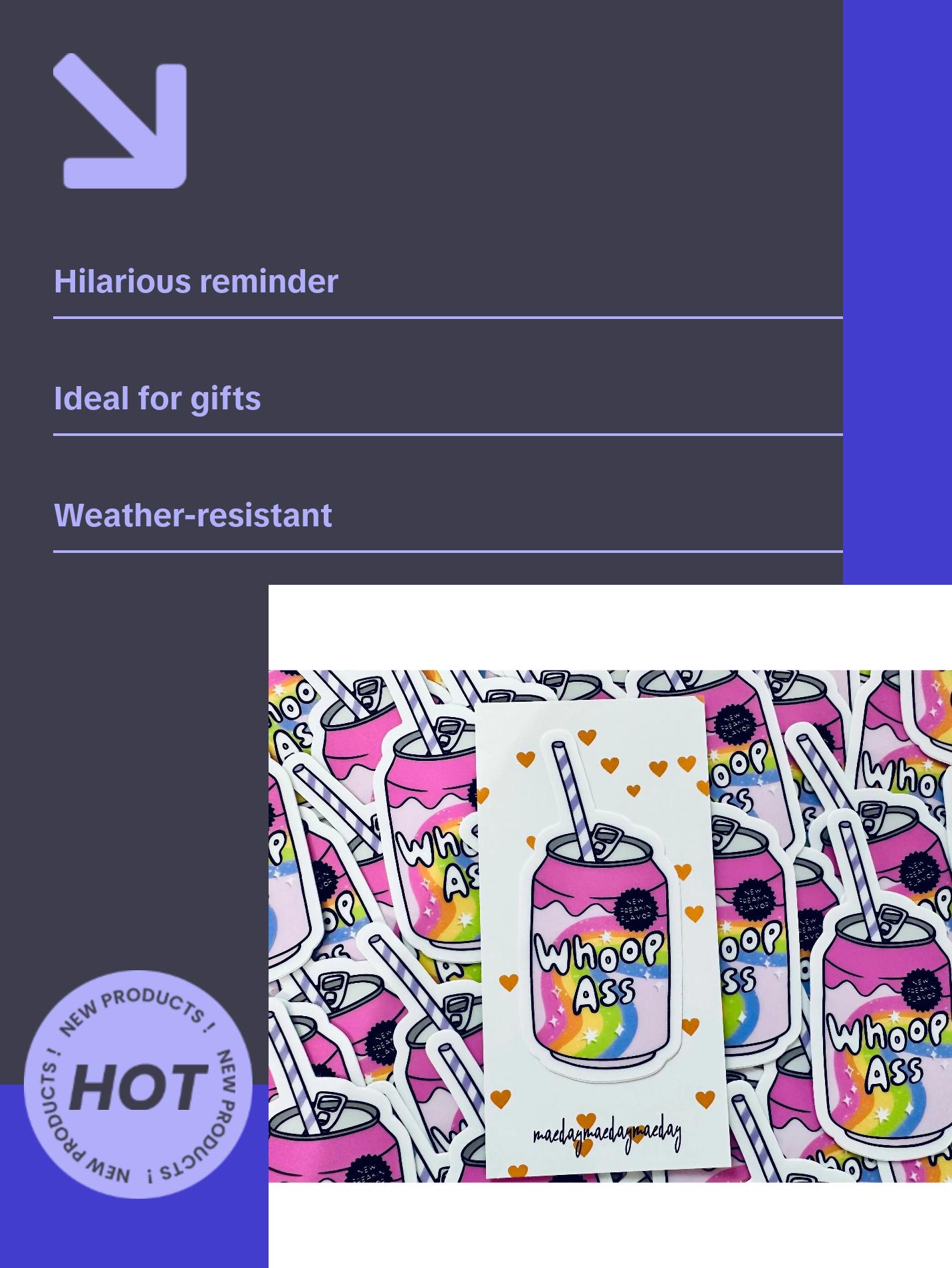 Can of Whoop Ass Sticker, Mental Health Sticker