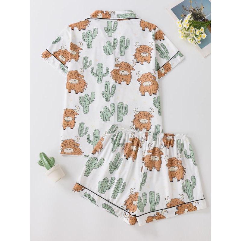 Pyjama Cactus Femme Pyjama Sets Pyjama Cactus Cactus Print Pyjama Set  Nightwear Set