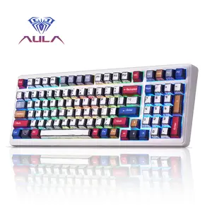 AULA F99 Wireless Mechanical Gaming Custom Keyboard, Pre-lubed Linear Switches, Full Size Numpad Tri-Mode BT5.0/2.4GHz/USB-C Gasket Hot Swappable, RGB Backlit Keyboard for Bluetooth Office Computer rainbow backlit Purple Creamy Budget Keyboard