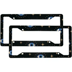 Turkey Evil Eye 2-Pack Aluminum License Plate Frames, Universal Car License Plate Holder with 4 Holes and Screws ﻿