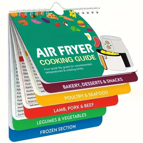 Air Fryer Magnetic Cooking Guide Card, 1 Count Cooking Time Chart, Oven Cooking Temperature Guide, Household Kitchen Appliance Parts, Air Fryer Accessories
