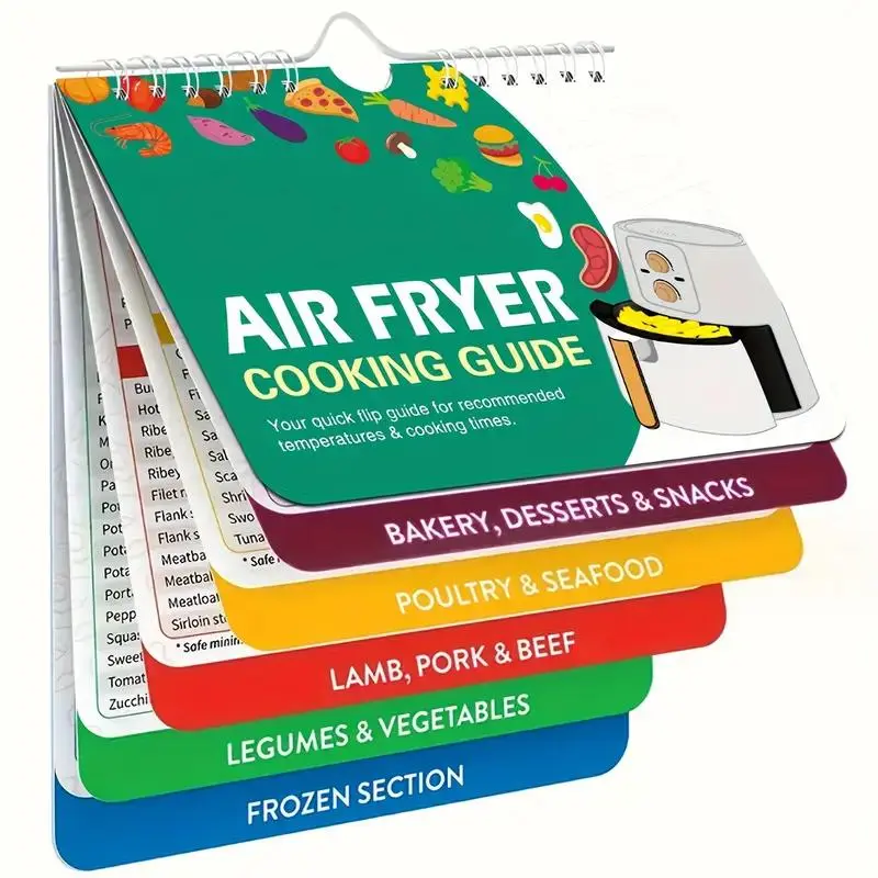Air Fryer Magnetic Cooking Guide Card, 1 Count Cooking Time Chart, Oven Cooking Temperature Guide, Household Kitchen Appliance Parts, Air Fryer Accessories