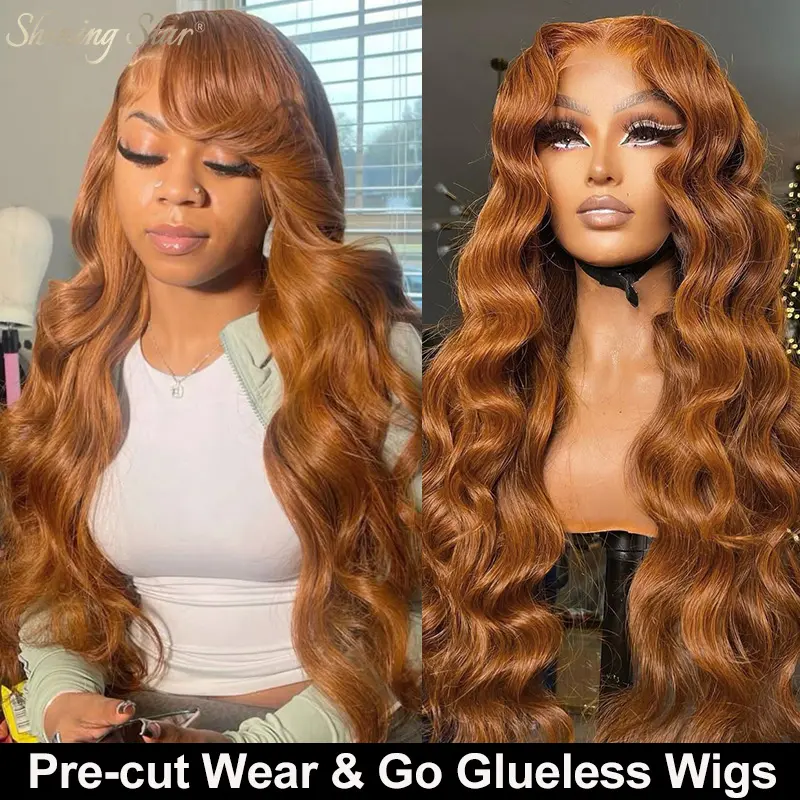 Orange Brown Glueless Wigs 9X6 Burgundy Red Human Hair Wigs Ready To Wear And Go Body Wave Colored Lace Front Wig Ginger Strawberry Blonde Wigs