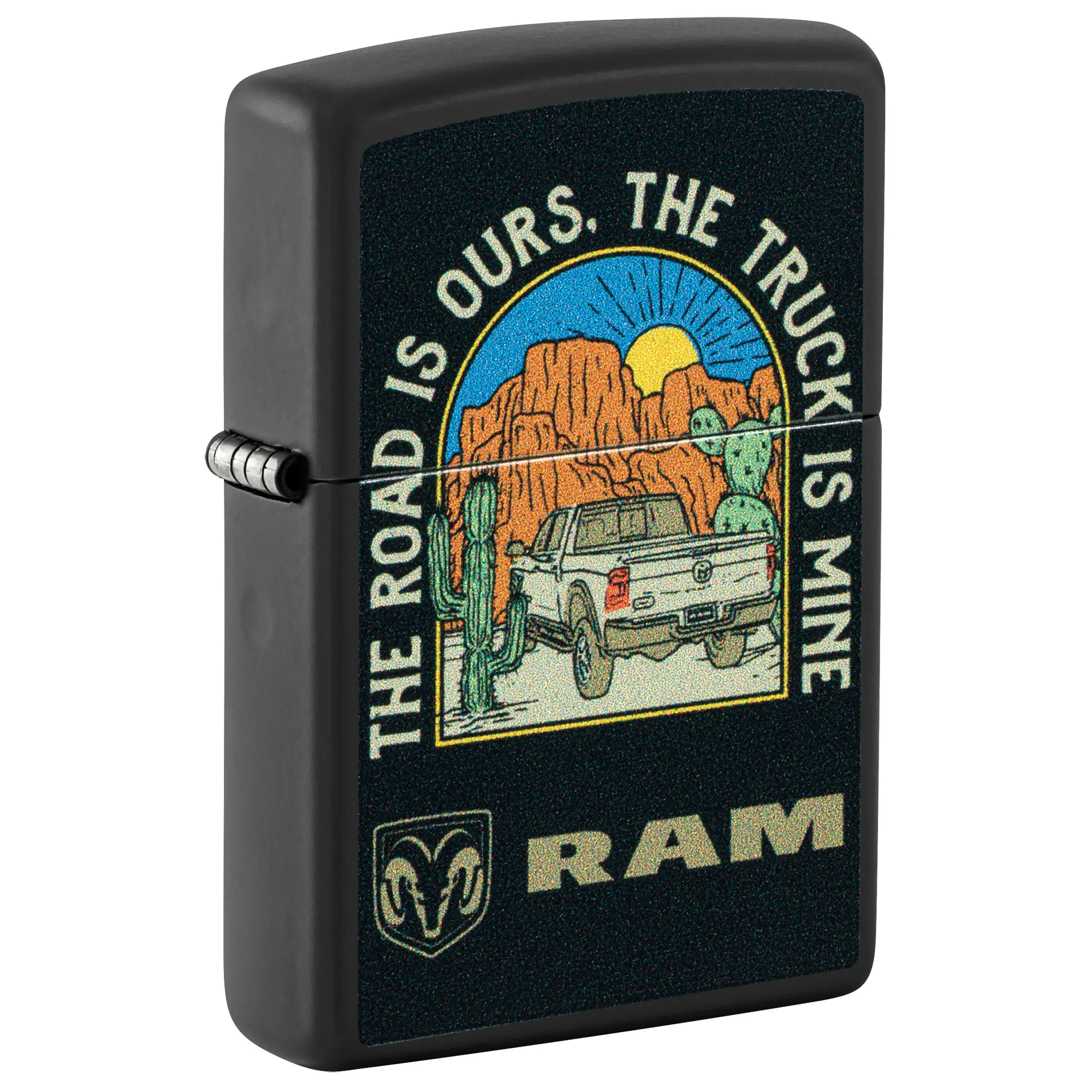 RAM The Truck is Mine Design Black Matte Pocket Lighter - Made in USA - Unfilled (fuel sold separately)