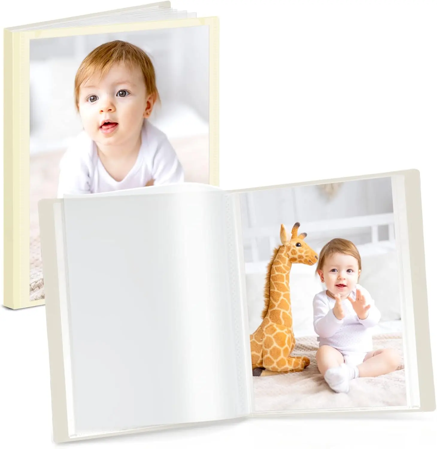 Small Photo Album 5x7 (), 2-Pack Plastic Photo Book, 24 Pockets Show 48 Pictures, Mini Picture Binder with Customizable Album Cover, 5 x 7 Clear Sleeves