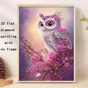 Owl Diamond Painting DIY Kit, Plum Blossom Design, Includes Drill Tools, Perfect for Beginners, Home Decor, Valentine's Day Gift