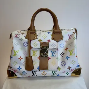 Pre-owned Louis Vuitton Leather tote bags Speedy 30 Monogram Multicolor White Red Brown (lb031926q8)
