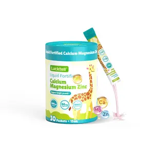LUCKTELL Liquid Fortified Calcium Magnesium Zinc Supplement for Healthy Bone & Teeth Development 30 Packets Supports Growth Healthcare Dietary Bathroom
