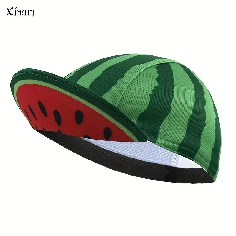 New Summer Watermelon Pattern Polyester Fiber Bicycle Helmet - Breathable Quick-Drying Mesh Details Hat, Mobile Outdoor Honeycomb Ventilation Machine-Made Sun Protection Headgear, Mesh Details Hats, Mobile Outdoor Hats