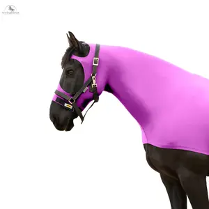 Premium Equestrian Safety Pull-On Horse Hood - Lycra Material, Face Cover, Forelock Saver, Multiple Size Options