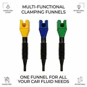 3 Pack Flexible Oil Funnels with Clip Hands Free No Spill Pouring Funnel Bendable Spout for Automotive Oil Change Gasoline Coolant Motorcycle ATV RV Boat Kitchen Use