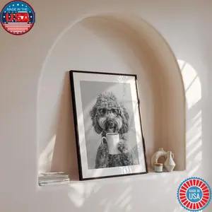 [UNFRAMED POSTER] Goldendoodle And Coffee Poster