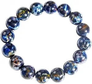 Genuine Pietersite Stone Beads Bracelet Certified Pietersite Namibia Chatoyant Gemstone Crystal,Blue,10MM