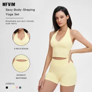 MFVIM Women's 2-Piece High Stretch Activewear Set - Quick-Dry, Tight-Fitting Fleece-Lined Active Wear, Winter Outdoor Running Training Athleisure Set for Sporty European Style Workouts