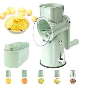 5 in 1 Cheese Grater, Heavy Duty Suction Base, Ergonomic Handle, Multi-Use Vegetables Nuts Shredder, kitchen gadgets, Easy Clean Kitchen  Utensils Gift Round Set Slicer