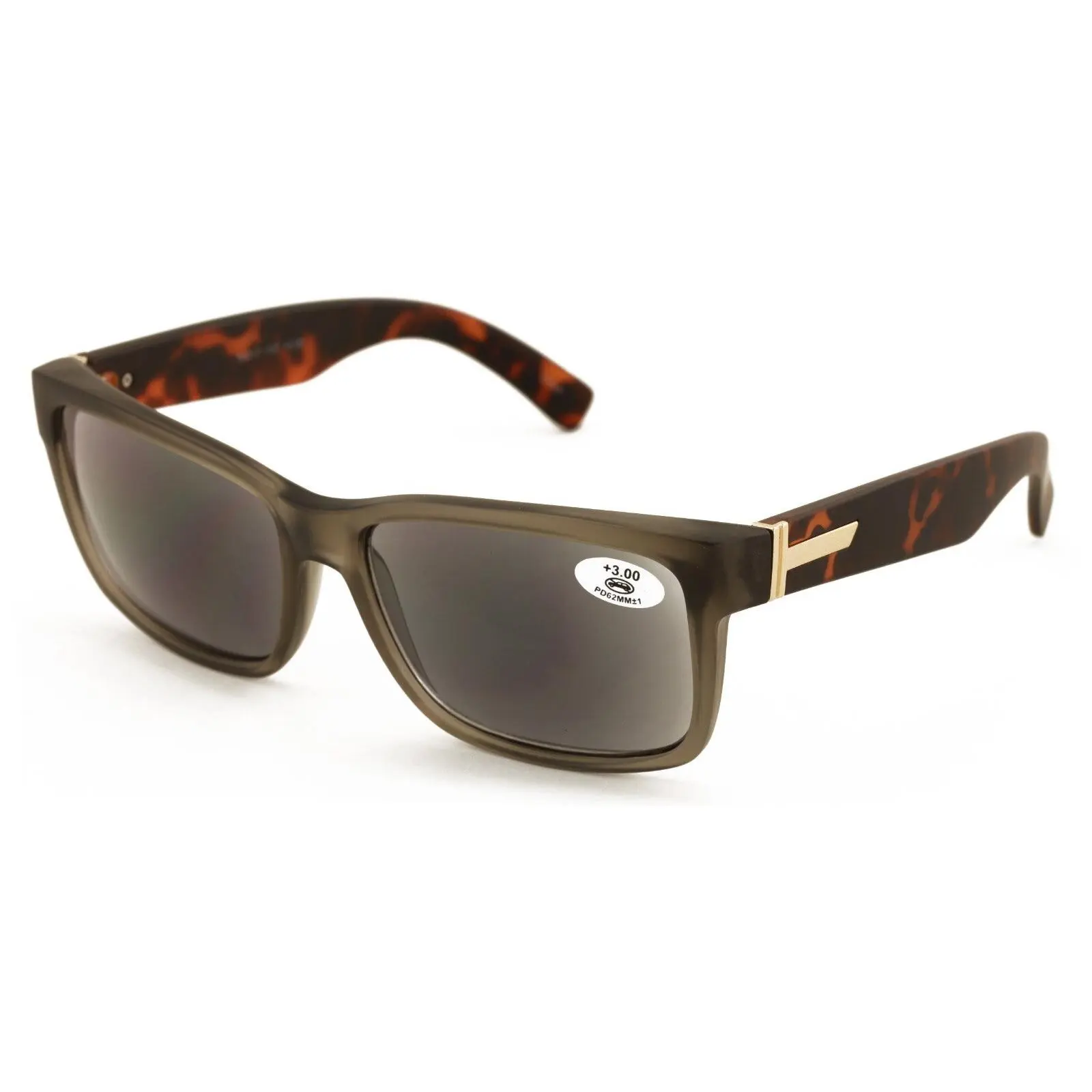 Large Men Tinted Square Reading Sunglasses - UV400 Protection Full Lens Reader
