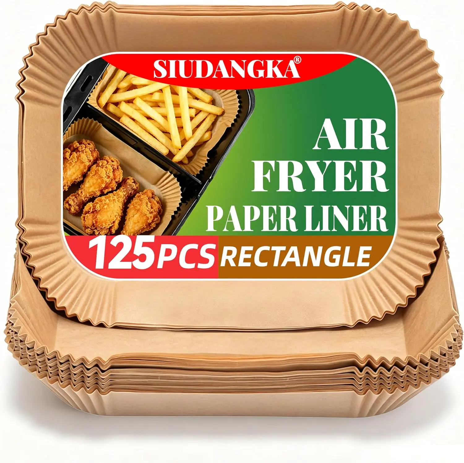 Air Fryer Liners Disposable, 125 Pcs Rectangle Parchment Paper Sheets for Ninja Dual Air Fryer
