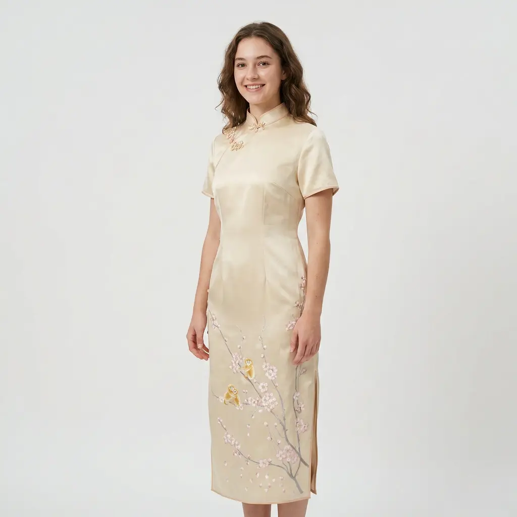Golden-Thread Winter Sweet QiPao/Cheongsam