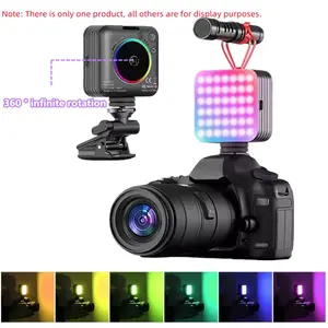 RGB Video Light Mini LED Camera Light, 2000mah Rechargeable LED Panel Light, Photo Video Fill Lighting, Suitable for Youtube Tiktok