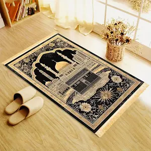 1pc Golden Palace Prayer Mat: Polyester, Machine - Washable, Indoor/Outdoor Use, Ideal for Pilgrimage & Meditation