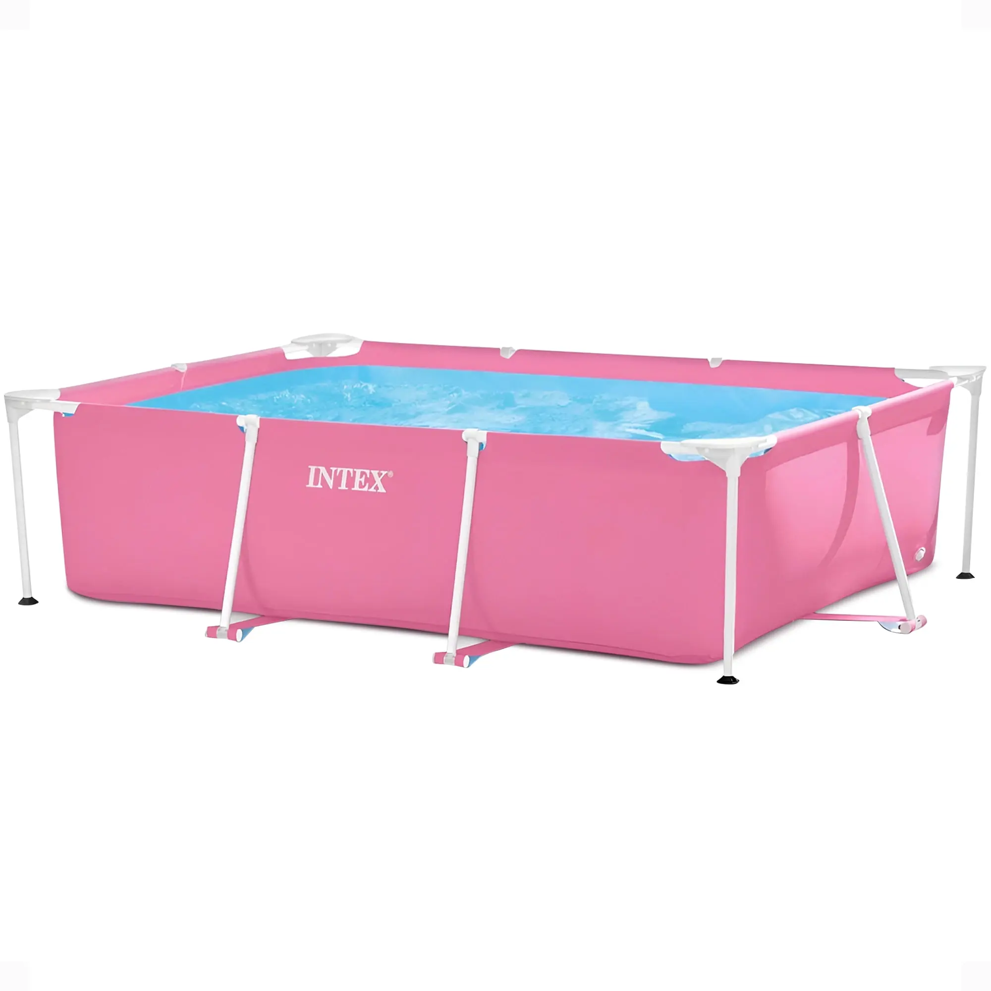 INTEX Rectangular Metal Frame 7ft x 23in Above Ground Swimming Pool, Pink