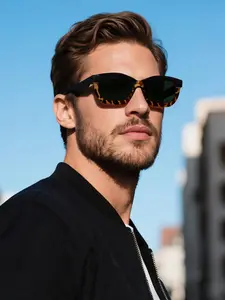 Men's Retro Tortoiseshell Thick Frame Cat Eye Glasses, Unisex Fashion Eyewear, Street Style Essential, European and American Trend