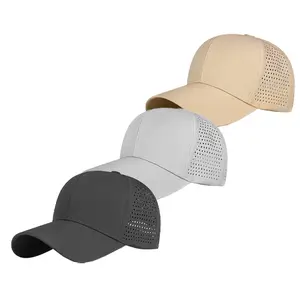 Unisex laser-perforated quick-dry baseball cap, adjustable UV protection, breathable sports sun hat suitable for running, fishing, cycling, outdoor activities, and everyday wear.