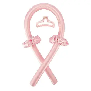 Heatless Curling Rod Headband - Silk Ribbon Roller with Hair Claw Clip, Silk Rubber Tool for Overnight Sleep-In Natural Waves, DIY Hair Styling Frizz Control Accessory (Pink) - Beauty & Personal Care Haircare & Styling Tool, Heatless Curls