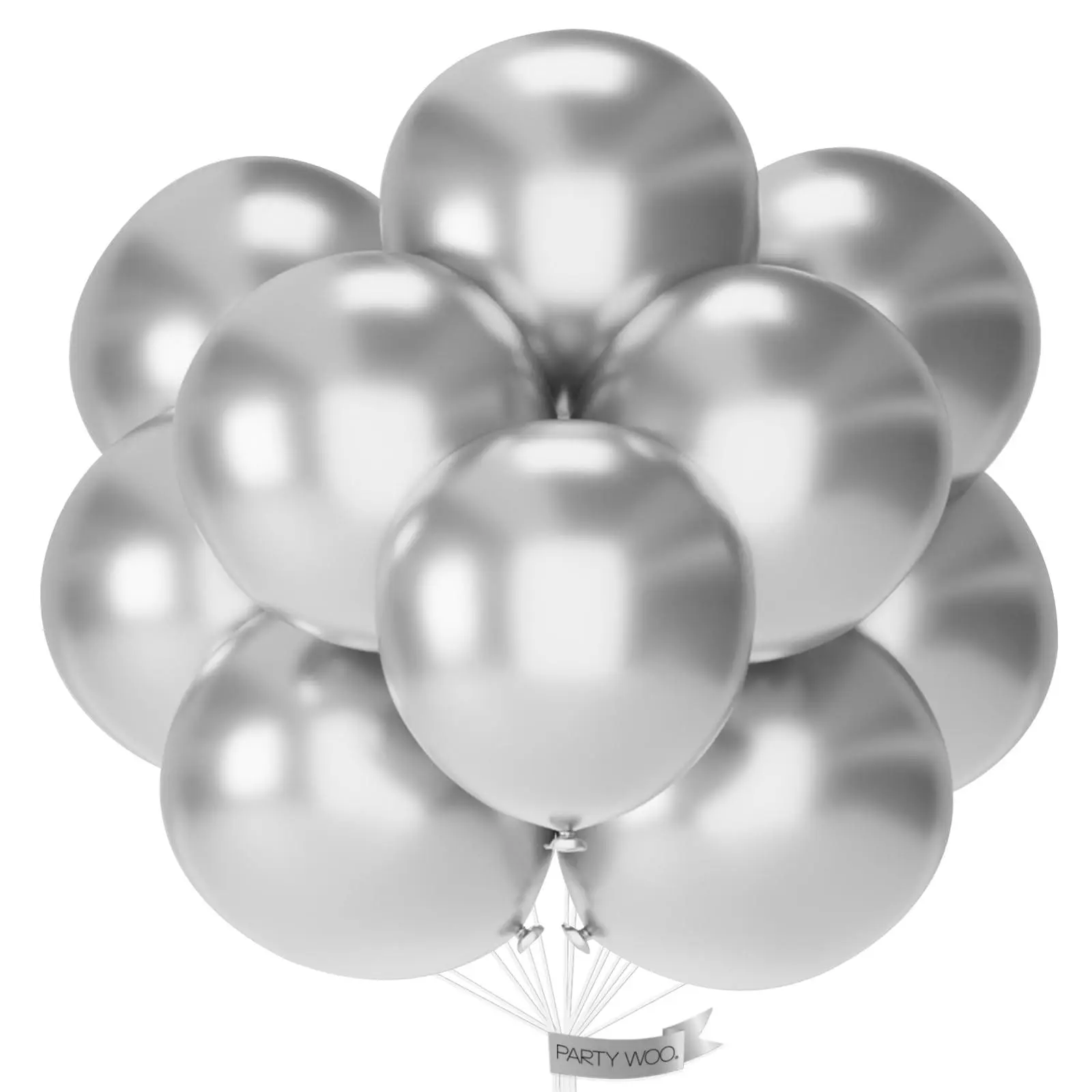 PartyWoo Thick Metallic Silver Round Latex Balloons - 20pcs, 18in, Helium-Supported, Floatable, Balloon Arch Supplies for Birthday, Wedding, Party Decorations (Silver-G102)