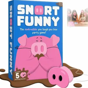 Laugh to the Collapse is a family gathering game, Party board game, Board game, suitable for children and adults, includes 150 challenge cards, 5 pig noses, mud tokens, suitable for 4-8 people to play