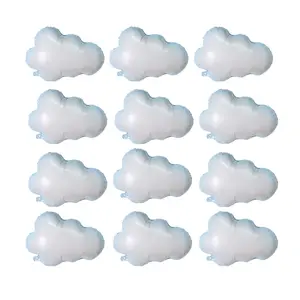 12Pcs White Cloud Foil Balloons for Baby Shower, Birthday, Wedding & Themed Party Decorations