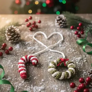 Handmade Crochet Cotton Christmas Pendant - Festive Home Decoration, Car Ornament