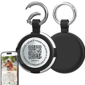 AirTag Case Keychain, IPX8 Waterproof Air Tag Holder with QR Code Silicone AirTags Cases, GPS Item Finders Protective Holder Dog Accessories for Dog & Cat Collars harness