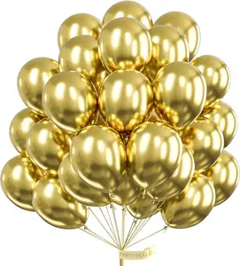 PartyWoo Gold Balloons 100pcs 12 Inch Gold Latex Helium Balloons for Birthday Wedding Anniversary Baby Shower Graduation Bachelorette Retirement Engagement Tea Casino Disco Party Decorations Gold-G101