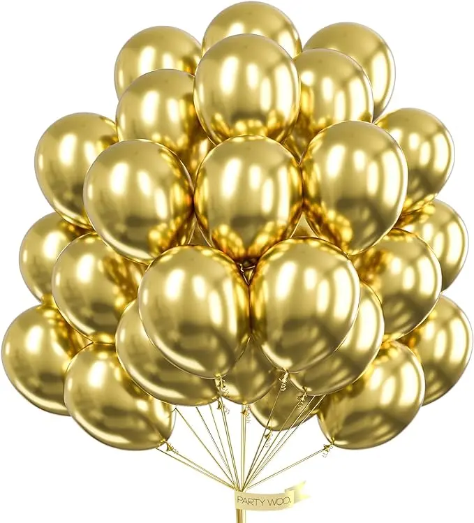 PartyWoo Gold Balloons 100pcs 12 Inch Gold Latex Helium Balloons for Birthday Wedding Anniversary Baby Shower Graduation Bachelorette Retirement Engagement Tea Casino Disco Party Decorations Gold-G101
