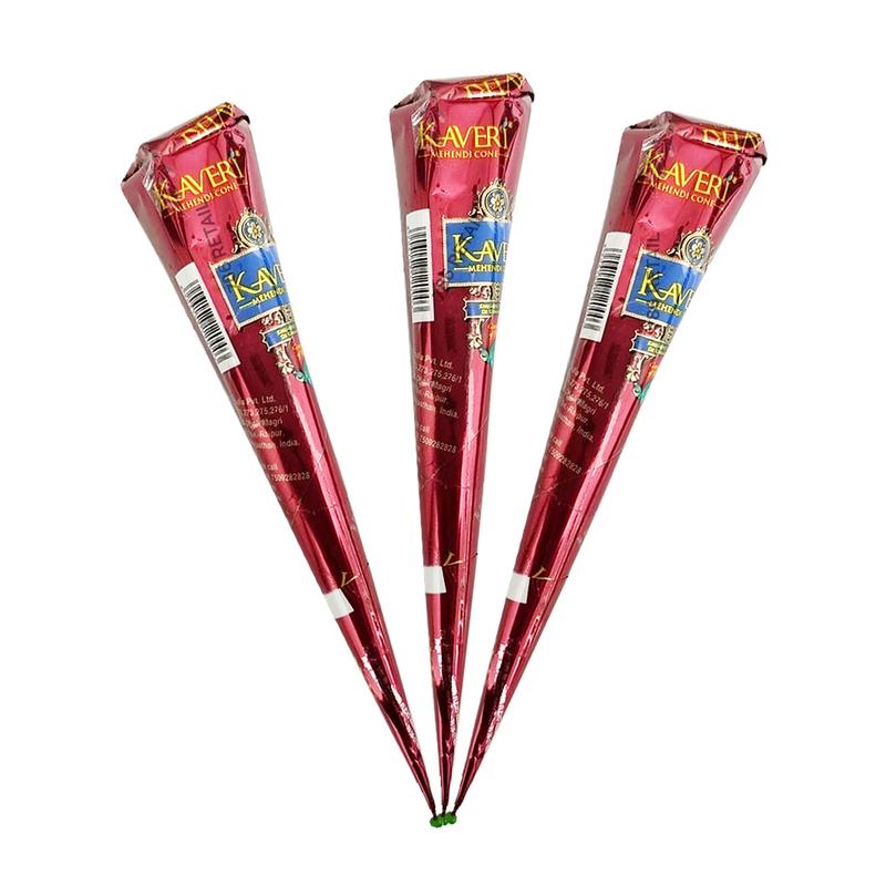 (Pack of 12) Kaveri 25g Fresh Natural Henna Cones Makeup Smooth Powder Cosmetic