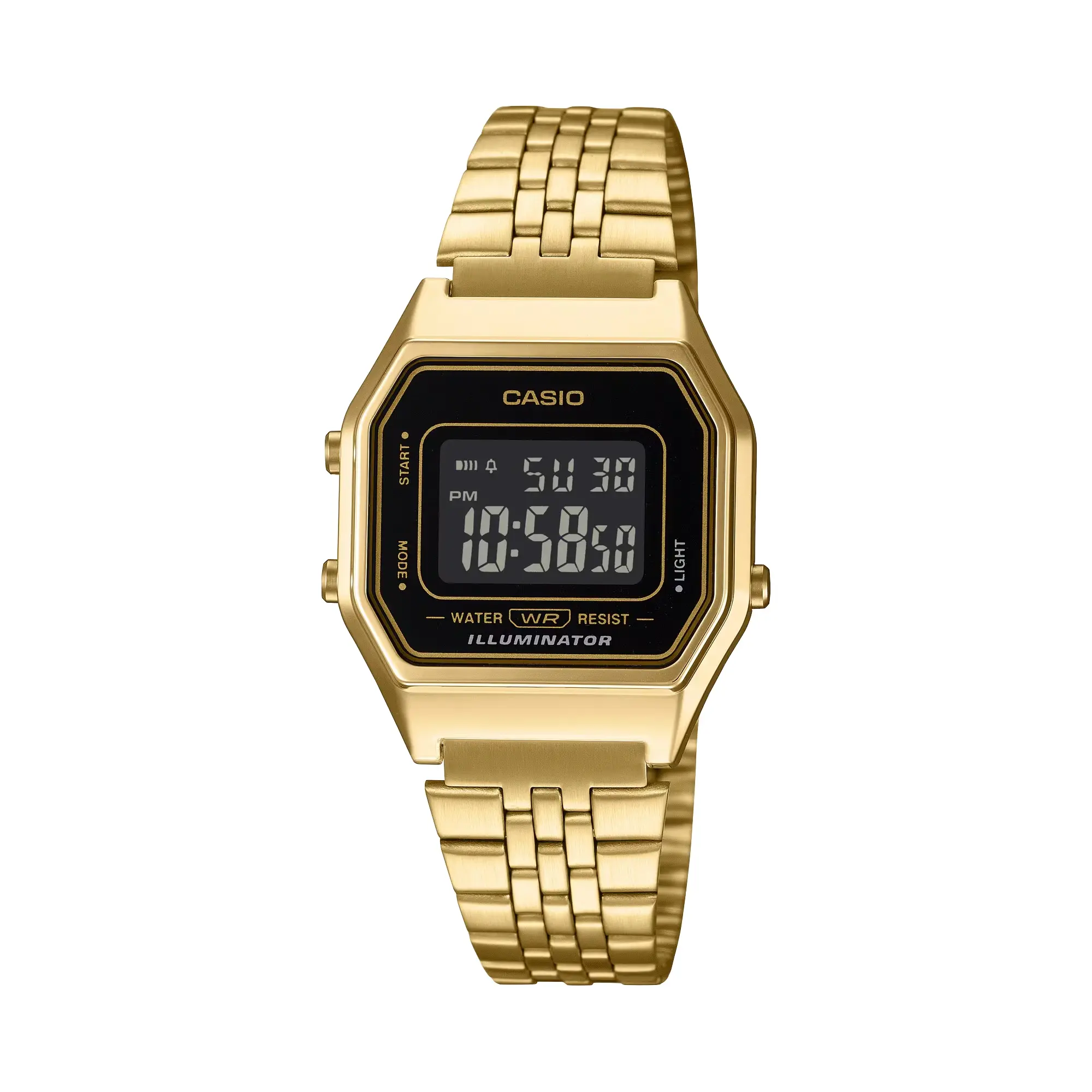 Casio Women’s Gold Digital Watch with Black Dial Retro Square Design - LA-680WGA-1BDF