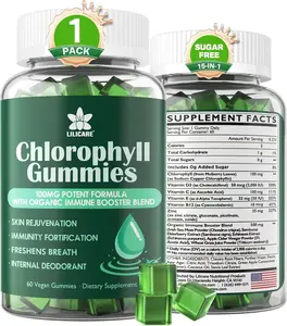 Chlorophyll Gummies Supplement, Super Green Formula with Plant Extracts Vitamins and Minerals, Supports Digestive Balance Immune Function and Internal Deodorizing, Chewable Wellness Gummies Designed for Daily Health and Nutritional Support