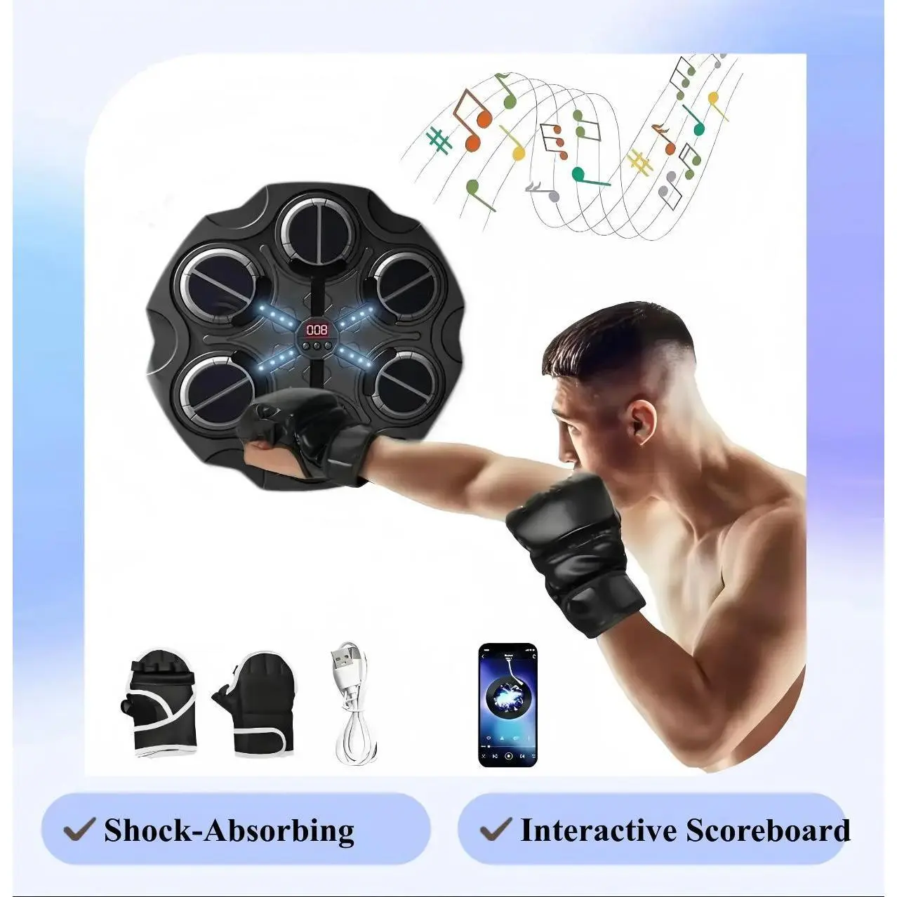 Kids Boxing Reflex Trainer Toy - Wall-Mounted LED Pad, Electronic Sports Toy for 3+ Years, Fully Adjustable Speed & Volume, Indoor Active Play, After-School Energy Release, Builds Hand-Eye Coordination, Ultimate Screen-Free Home Activity for Rainy Days, B