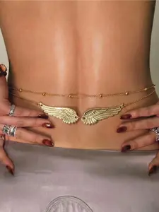 2 Piece Set Fashion Sexy Wings Double Layer Waist Chain for Women, Simple Unique Party Nightclub Creative Waist Chain Set