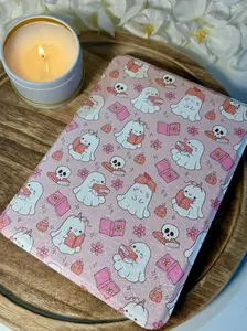 Pink Bookish Ghosts Inspired Slim & Smart Kindle Case – Clear Back with Auto Sleep/Wake Computer Cover Protective Durable