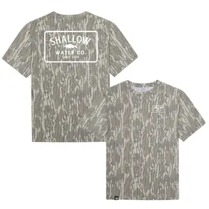 White SHALLOW WATER CO. Designed On Original Bottomland Tshirt, Mossy Oak SHALLOW WATER CO. Bottomland Camouflage Camo Tee