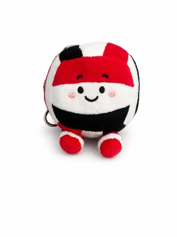 Red, White and Black Plush Volleyball Keychain
