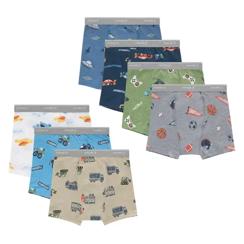 Hanes Toddler Boys' Underwear Boxer Brief Potty Trainers, 7-Pack, Cotton Stretch, Days of the Week