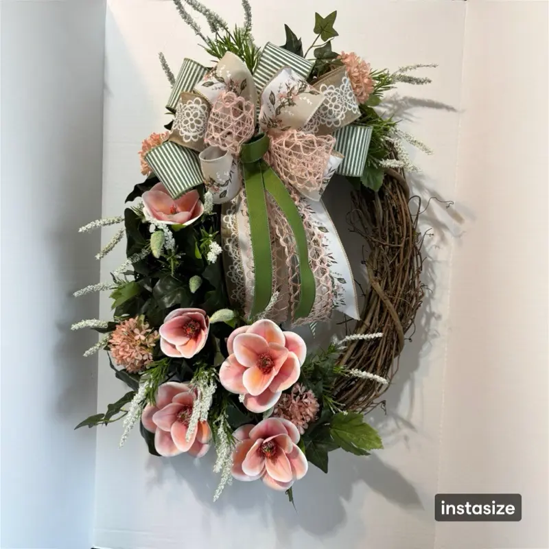 Elegant Grapevine Wreath, Handmade Floral Door Decor